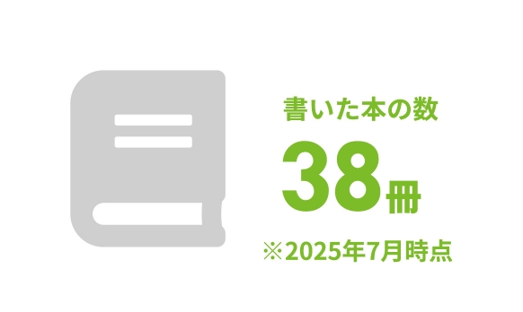 書いた本の数38冊※2025年7月時点